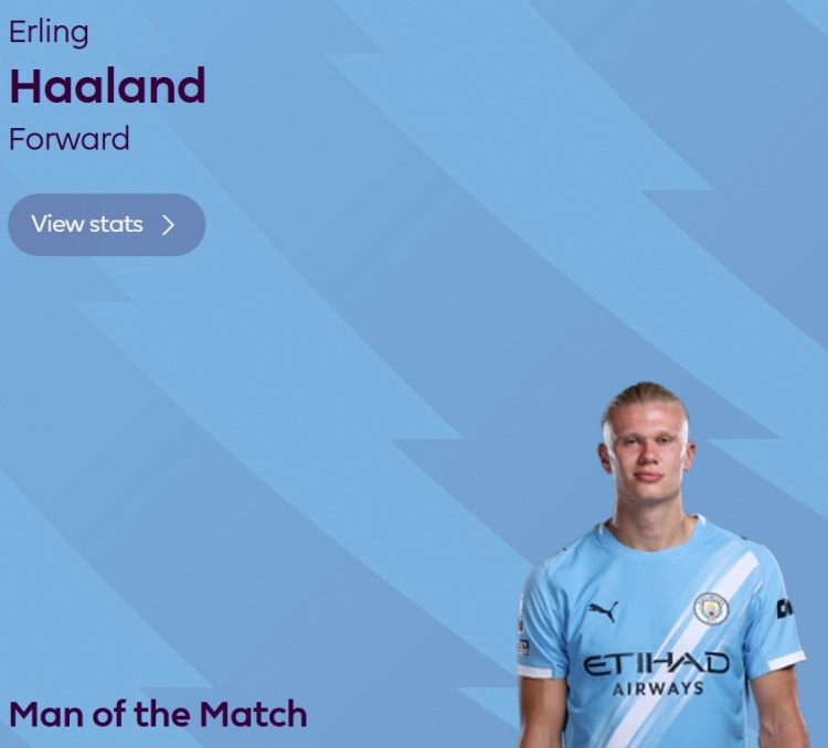 九游体育-百场英超里程碑破门，官方:哈兰德当选曼城1-2布莱顿球迷票选最佳